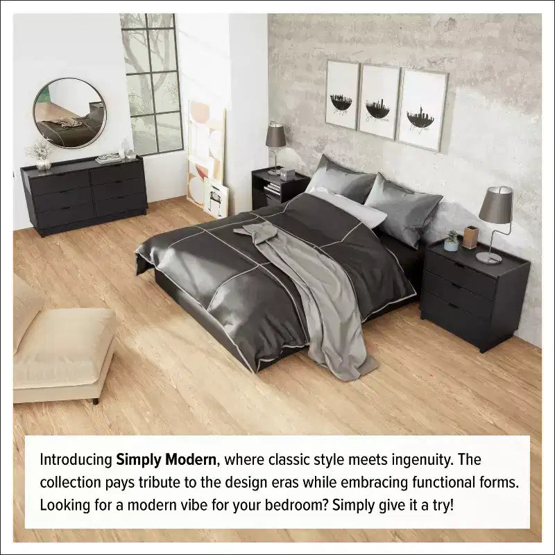 Commode à 6 tiroirs Prepac 52,5 po, style moderne et épuré