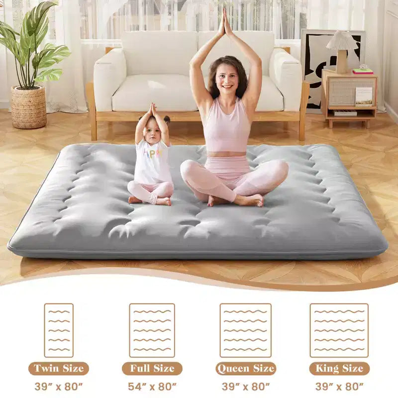 Matelas futon Costway pour lit jumeau/double/queen/king, matelas de sol japonais avec housse lavable et sac de transport, gris