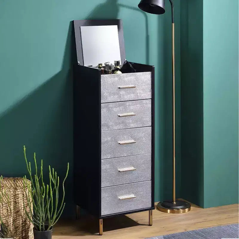 Armoire 17" Myles - Acme Furniture : Structure métallique, Rangement à bijoux 5 portes, Aucun assemblage requis