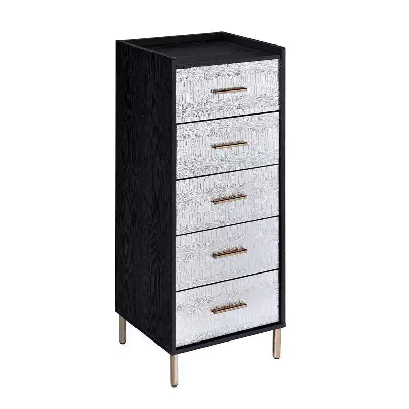 Armoire 17" Myles - Acme Furniture : Structure métallique, Rangement à bijoux 5 portes, Aucun assemblage requis