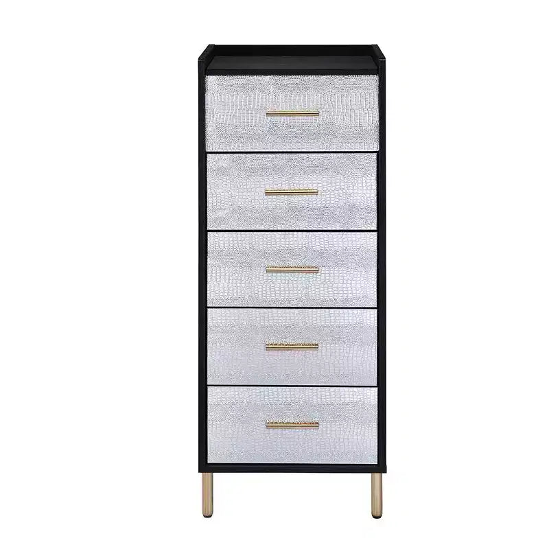 Armoire 17" Myles - Acme Furniture : Structure métallique, Rangement à bijoux 5 portes, Aucun assemblage requis