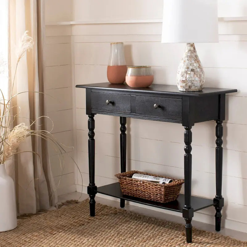 SAFAVIEH Arvilla, table console grise à 2 tiroirs - 37.8 x 13 x 31.9 - 38 x 13 x 32 (l x P x H)