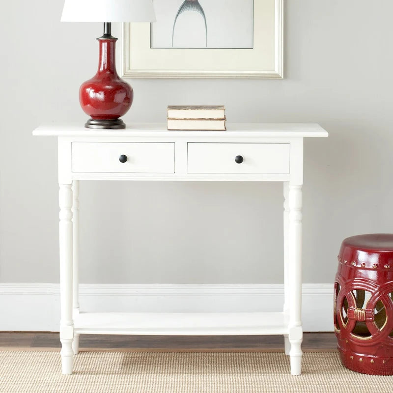 SAFAVIEH Arvilla, table console grise à 2 tiroirs - 37.8 x 13 x 31.9 - 38 x 13 x 32 (l x P x H)