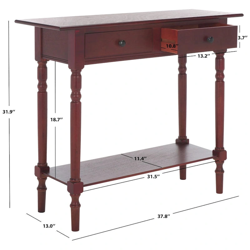 SAFAVIEH Arvilla, table console grise à 2 tiroirs - 37.8 x 13 x 31.9 - 38 x 13 x 32 (l x P x H)