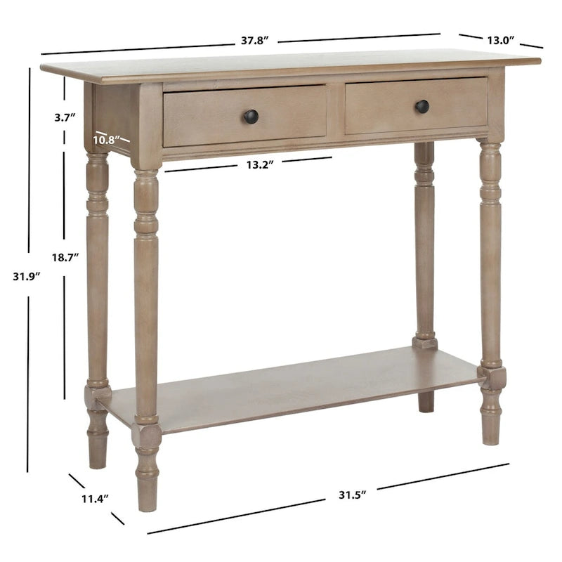 SAFAVIEH Arvilla, table console grise à 2 tiroirs - 37.8 x 13 x 31.9 - 38 x 13 x 32 (l x P x H)