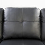 Canapé d'angle en similicuir en forme de L avec pouf et oreillers