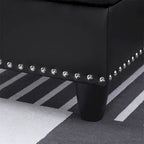 Canapé d'angle en similicuir en forme de L avec pouf et oreillers
