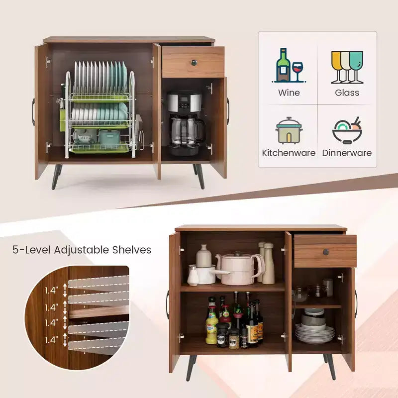 Costway Buffet avec 3 portes et 1 tiroir, étagères réglables, dispositif anti-basculement