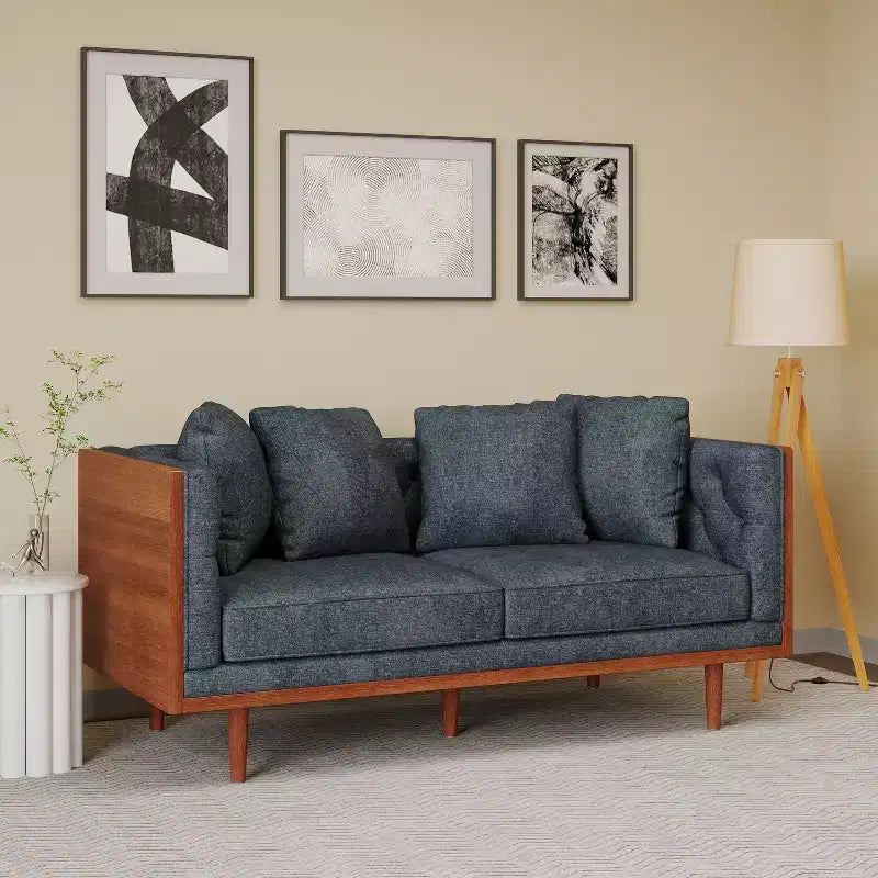 Causeuse capitonnée Borah de Christopher Knight Home avec oreillers décoratifs