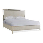Ensemble de chambre à coucher 3 pièces Roundhill Furniture Mantalia en bois massif avec cadre en métal, lit avec 2 tables de chevet, couleur champagne