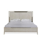 Ensemble de chambre à coucher 3 pièces Roundhill Furniture Mantalia en bois massif avec cadre en métal, lit avec 2 tables de chevet, couleur champagne