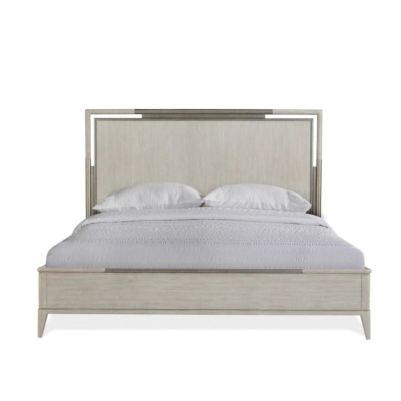 Ensemble de chambre à coucher 3 pièces Roundhill Furniture Mantalia en bois massif avec cadre en métal, lit avec 2 tables de chevet, couleur champagne