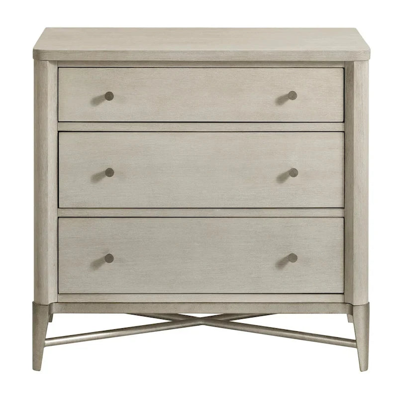 Ensemble de chambre à coucher 3 pièces Roundhill Furniture Mantalia en bois massif avec cadre en métal, lit avec 2 tables de chevet, couleur champagne