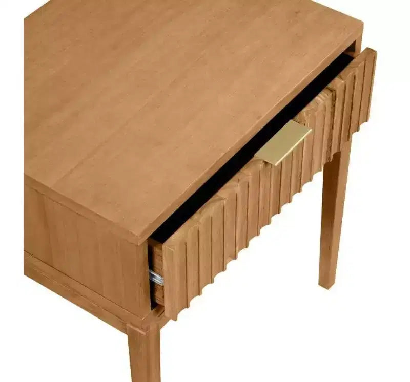Nathan James Lot de 2 tables de chevet cannelées en bois Jasper