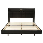 Cadre de lit Queen Size avec rangement, lumière tactile et port USB