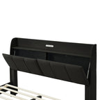 Cadre de lit Queen Size avec rangement, lumière tactile et port USB
