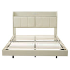 Cadre de lit Queen Size avec rangement, lumière tactile et port USB