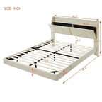 Cadre de lit Queen Size avec rangement, lumière tactile et port USB