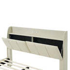 Cadre de lit Queen Size avec rangement, lumière tactile et port USB