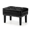 Pouffe ottoman en similicuir capitonné noir / café de style Mid-Century