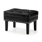 Pouffe ottoman en similicuir capitonné noir / café de style Mid-Century