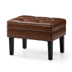 Pouffe ottoman en similicuir capitonné noir / café de style Mid-Century