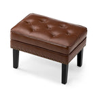 Pouffe ottoman en similicuir capitonné noir / café de style Mid-Century