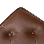 Pouffe ottoman en similicuir capitonné noir / café de style Mid-Century