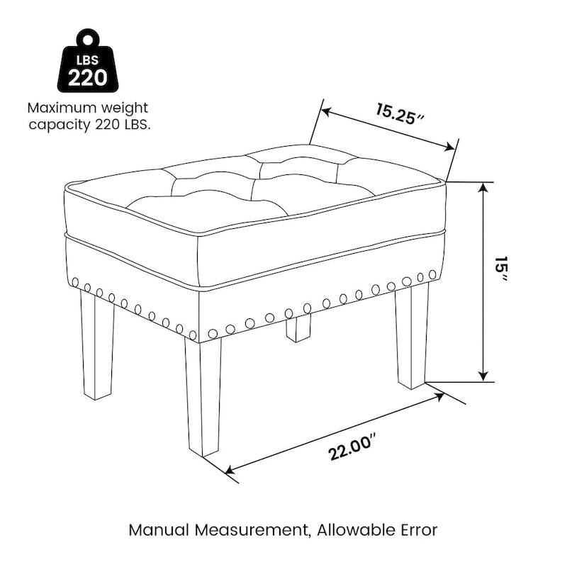 Pouffe ottoman en similicuir capitonné noir / café de style Mid-Century