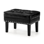 Pouffe ottoman en similicuir capitonné noir / café de style Mid-Century