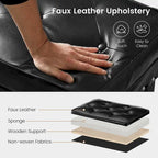 Pouffe ottoman en similicuir capitonné noir / café de style Mid-Century