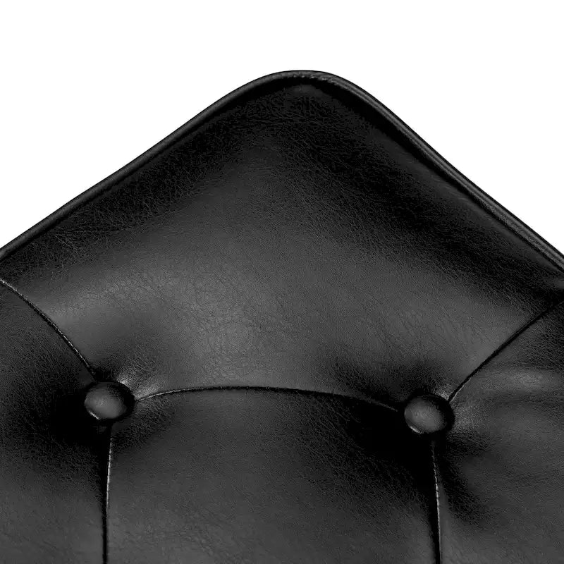 Pouffe ottoman en similicuir capitonné noir / café de style Mid-Century