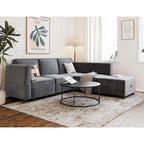 Causeuse modulaire en chenille grise avec rangement, 2 places
