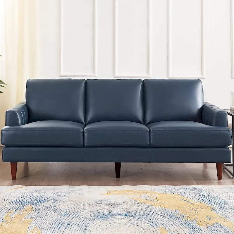 Canapé en cuir pleine fleur marron cognac / bleu marine / marron granit / gris Concord / blanc glacier, style moderne, 3 places