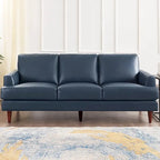 Canapé en cuir pleine fleur marron cognac / bleu marine / marron granit / gris Concord / blanc glacier, style moderne, 3 places