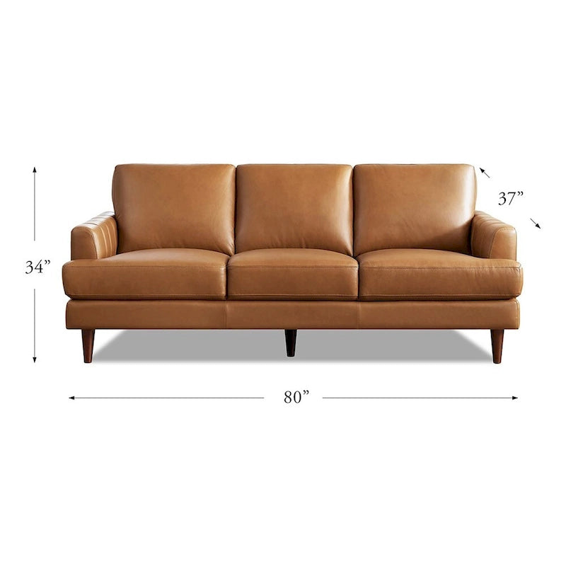 Canapé en cuir pleine fleur marron cognac / bleu marine / marron granit / gris Concord / blanc glacier, style moderne, 3 places