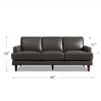 Canapé en cuir pleine fleur marron cognac / bleu marine / marron granit / gris Concord / blanc glacier, style moderne, 3 places