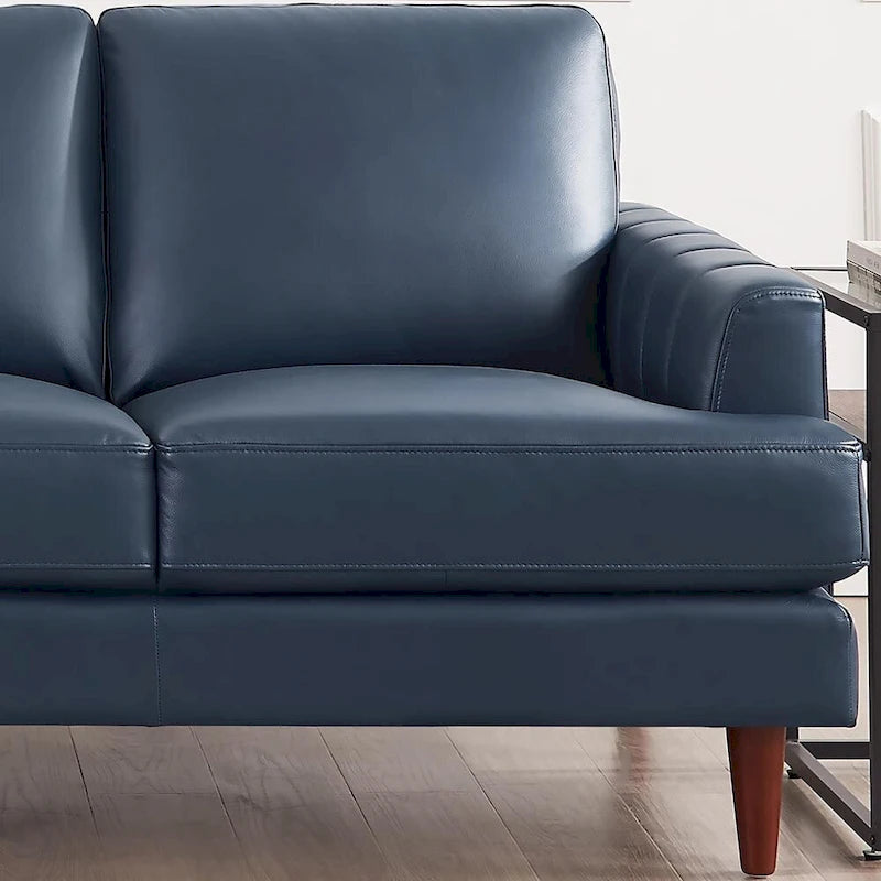 Canapé en cuir pleine fleur marron cognac / bleu marine / marron granit / gris Concord / blanc glacier, style moderne, 3 places