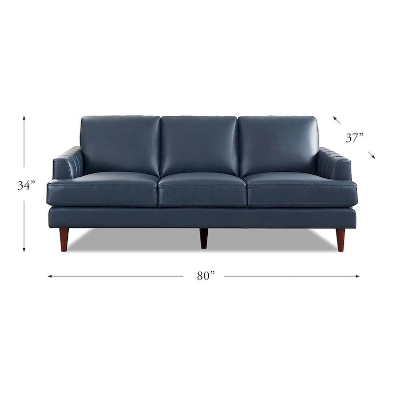 Canapé en cuir pleine fleur marron cognac / bleu marine / marron granit / gris Concord / blanc glacier, style moderne, 3 places