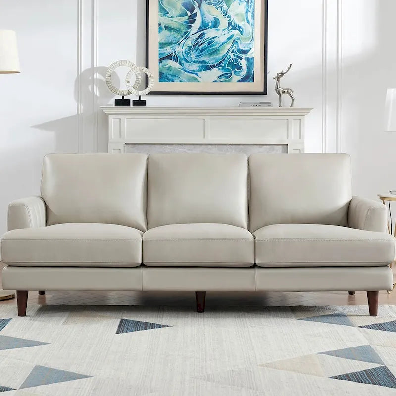 Canapé en cuir pleine fleur marron cognac / bleu marine / marron granit / gris Concord / blanc glacier, style moderne, 3 places