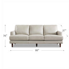 Canapé en cuir pleine fleur marron cognac / bleu marine / marron granit / gris Concord / blanc glacier, style moderne, 3 places
