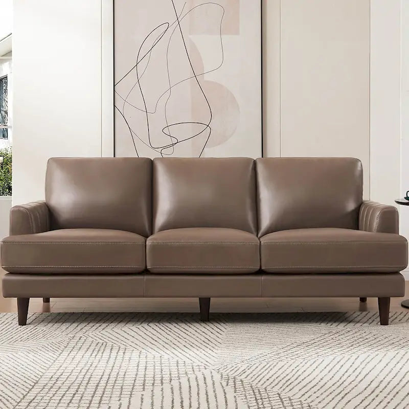 Canapé en cuir pleine fleur marron cognac / bleu marine / marron granit / gris Concord / blanc glacier, style moderne, 3 places