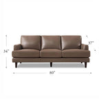 Canapé en cuir pleine fleur marron cognac / bleu marine / marron granit / gris Concord / blanc glacier, style moderne, 3 places