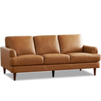 Canapé en cuir pleine fleur marron cognac / bleu marine / marron granit / gris Concord / blanc glacier, style moderne, 3 places