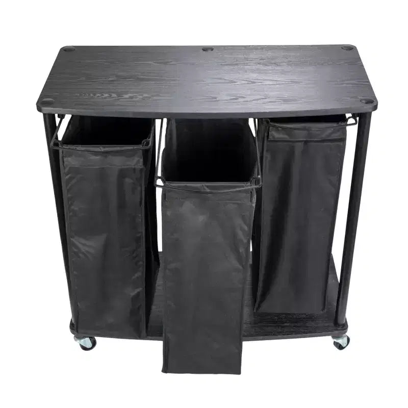 Centre de lessive à 3 sacs, Tablettes en stratifié lisse, Cadre en acier robuste, Barre de suspension, Options de pieds à roulettes et fixes