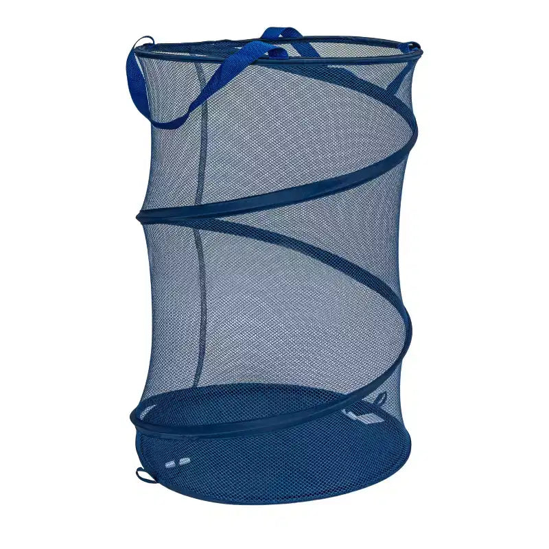 Panier à linge en maille escamotable, armature en acier à ressort, doublure en maille pour la circulation de l'air, grande capacité, montage facile, rangement compact