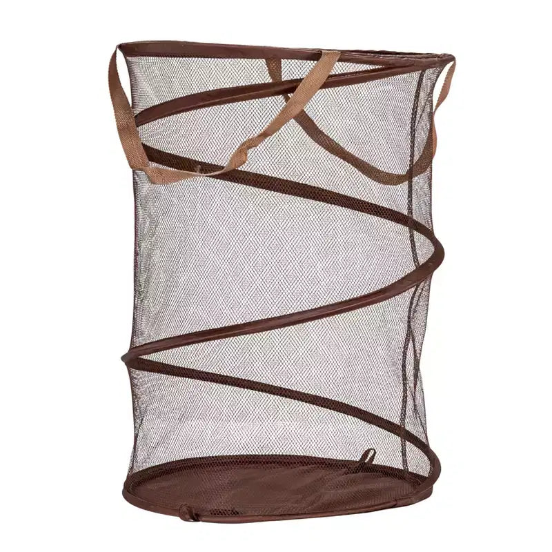 Panier à linge en maille escamotable, armature en acier à ressort, doublure en maille pour la circulation de l'air, grande capacité, montage facile, rangement compact