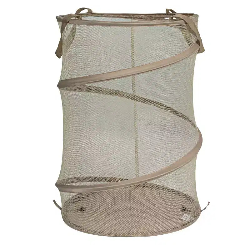 Panier à linge en maille escamotable, armature en acier à ressort, doublure en maille pour la circulation de l'air, grande capacité, montage facile, rangement compact