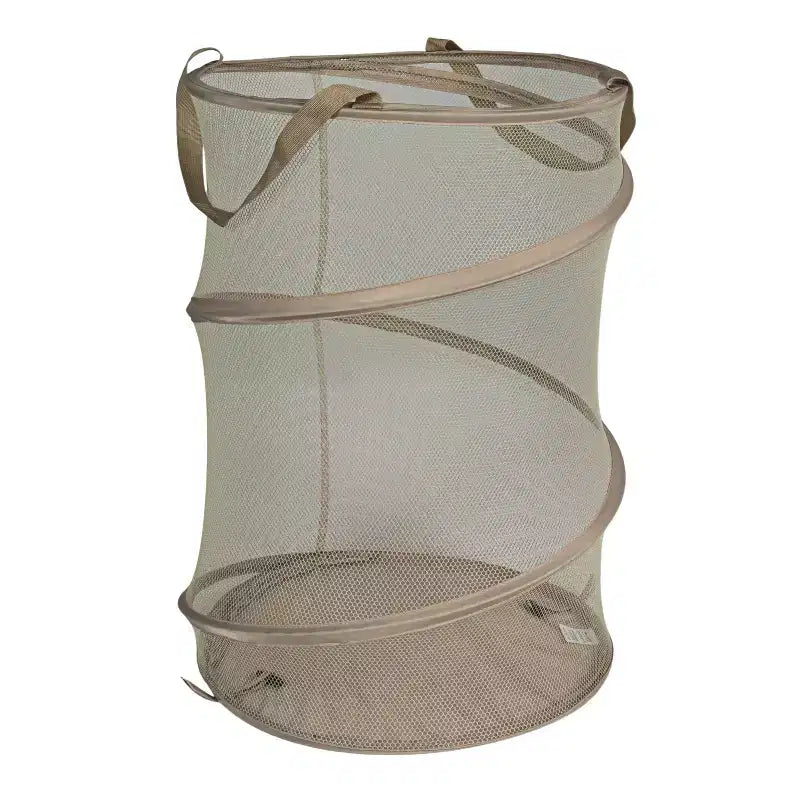 Panier à linge en maille escamotable, armature en acier à ressort, doublure en maille pour la circulation de l'air, grande capacité, montage facile, rangement compact