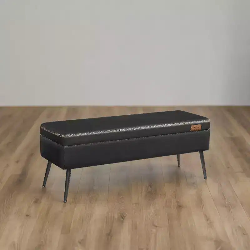 Banc coffre de rangement, Banc de lit ou d'entrée, Banc de rangement avec charnières de sécurité, Supporte 300 kg